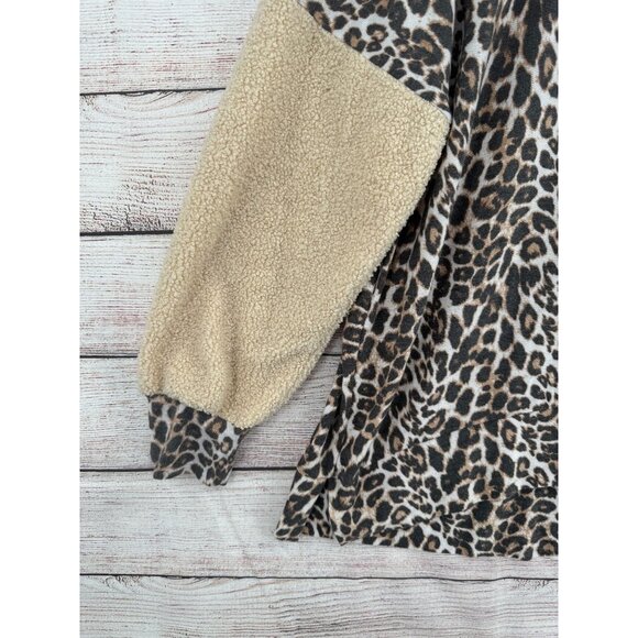 Jade by Jane Animal‎ Print Fuzzy Sleeve Oversized Hoodie Women's Size 1X Brown - Picture 5 of 10